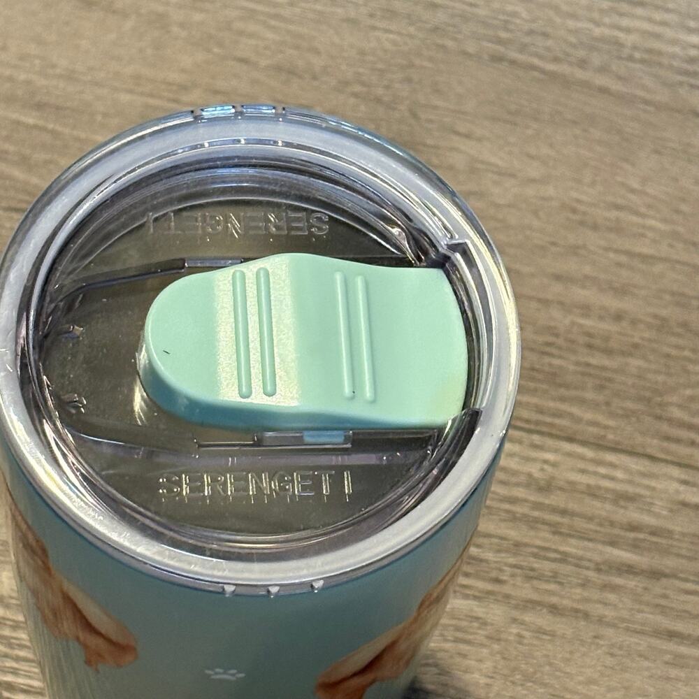 Serengeti Pomeranian Dog Tumbler 20oz Stainless Steel Sage Green Sliding Lid - Picture 3 of 7